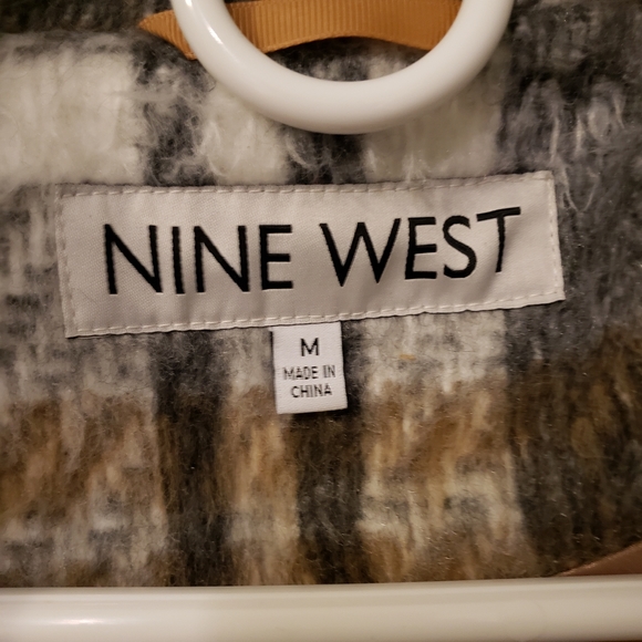 Nine West Faux Wool Zipper Plaid Coat - Picture 6 of 11